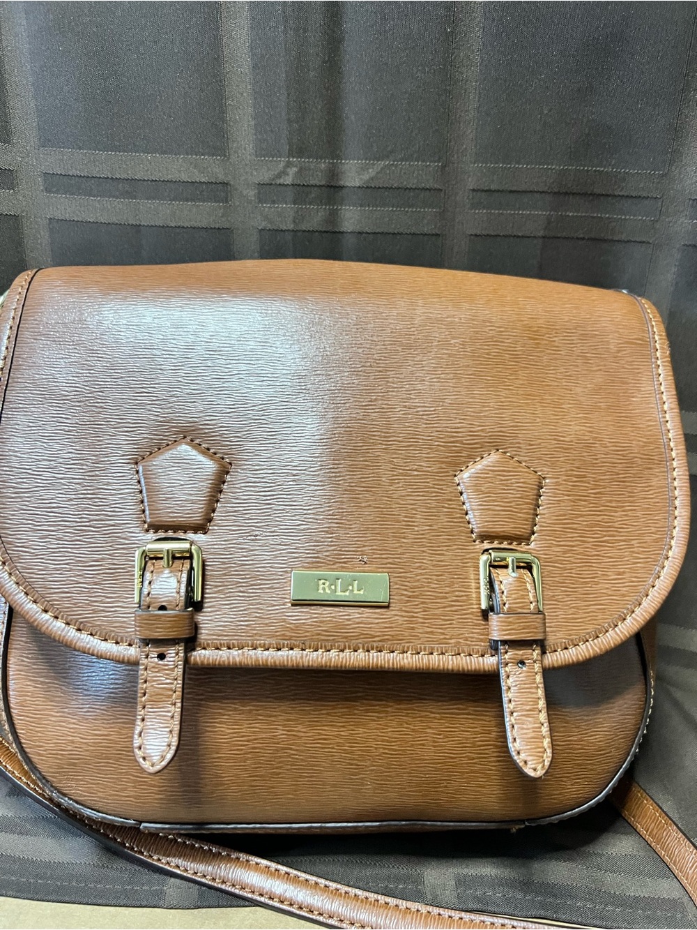 Lauren Ralph Lauren Brown Leather Tate Messenger Crossbody Bag